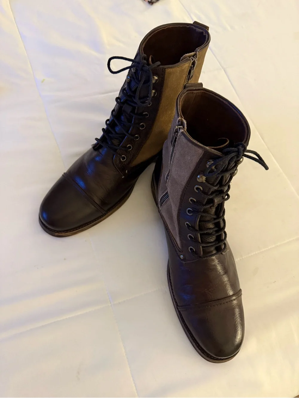 Men's Ashton Grey 2 toned Brown Leather and Lace-Up Boots-Size 12